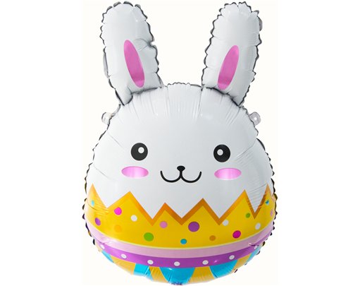 WHITE EASTER RABBIT FOIL BALLOON