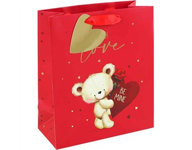CUTE VALENTINES DAY BEAR MEDIUM GIFT BAG 12S