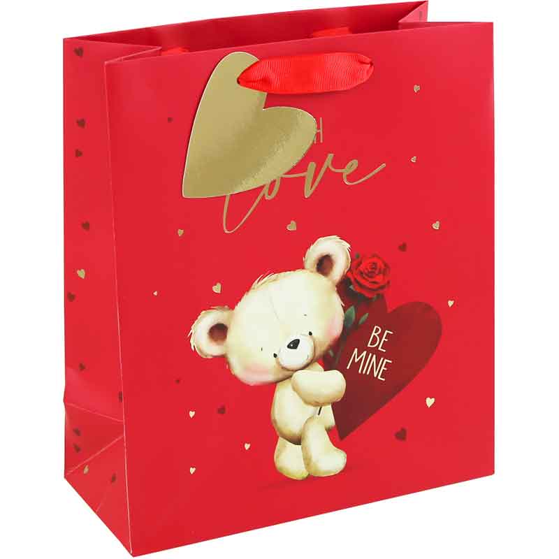CUTE VALENTINES DAY BEAR MEDIUM GIFT BAG 12S
