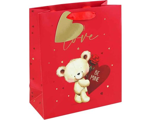 CUTE VALENTINES DAY BEAR MEDIUM GIFT BAG 12S