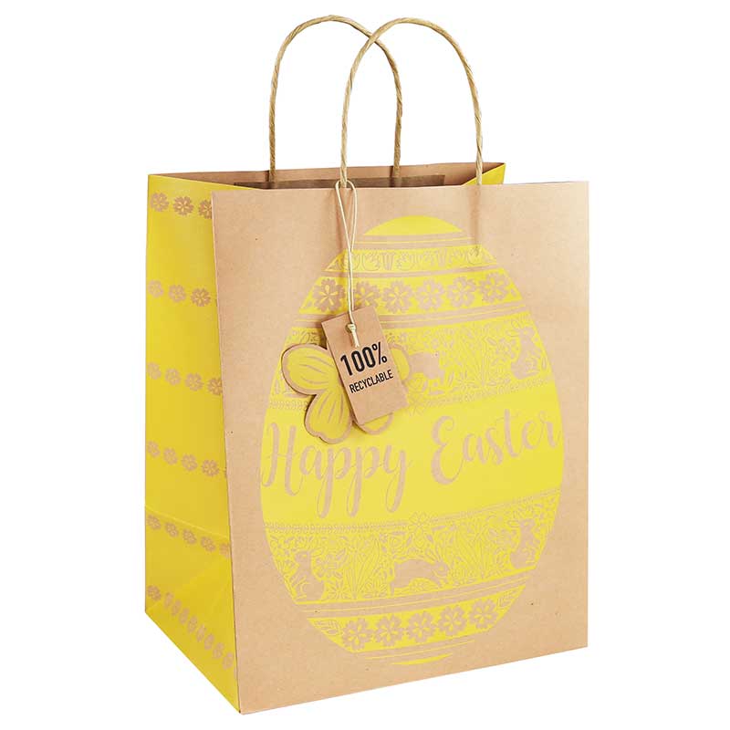 EASTER RABBITS EGG LARGE WIDE GUSSET GIFT BAG 12S