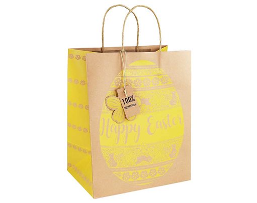 EASTER RABBITS EGG LARGE WIDE GUSSET GIFT BAG 12S