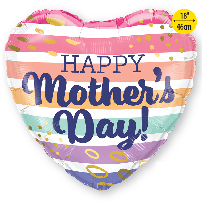 18in MOTHER'S DAY BOHO STRIPES FOIL BALLOON