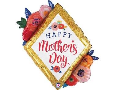 38in MOTHERS DAY FLORAL DIAMOND FOIL BALLOON