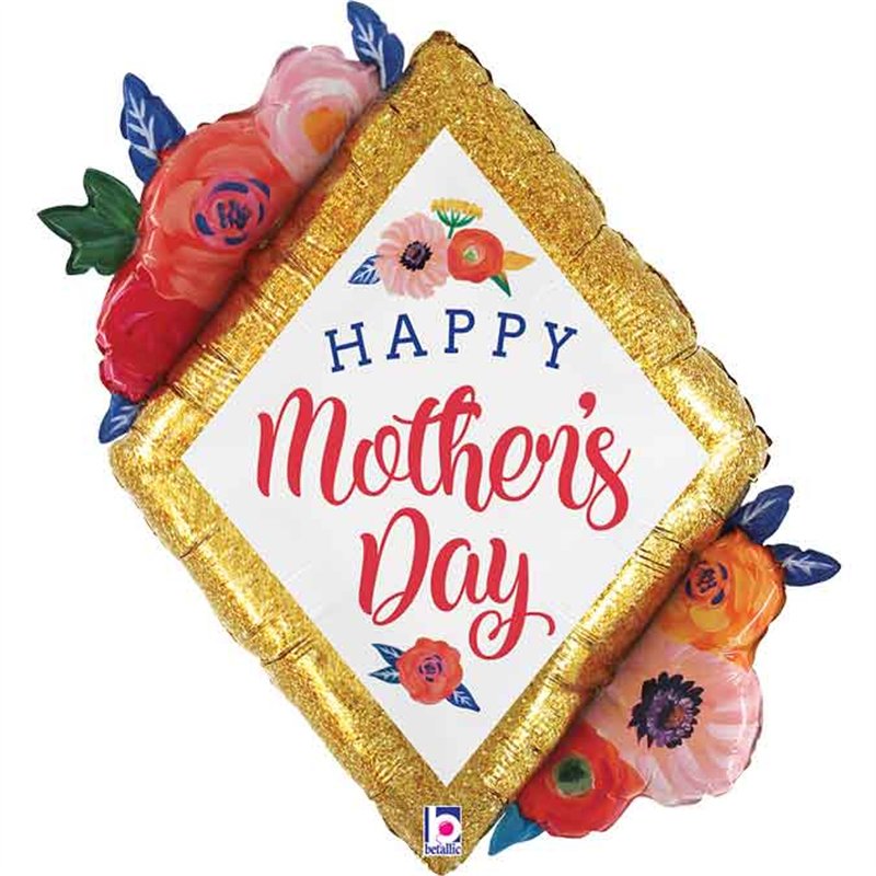 38in MOTHERS DAY FLORAL DIAMOND FOIL BALLOON