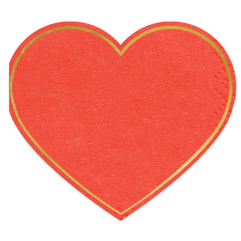 20PK 14x12cm RED HEART NAPKINS