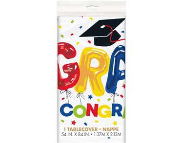 54x84in GRAD CONGRATS PLASTIC TABLECOVER