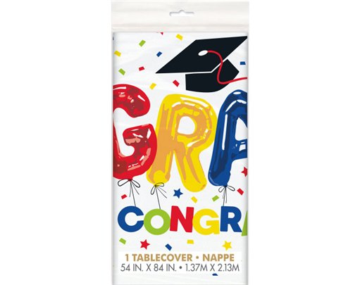 54x84in GRAD CONGRATS PLASTIC TABLECOVER