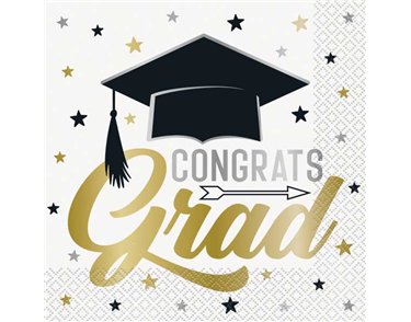 16PK STARS & CAPS GRADUATION LUNCHEON NAPKINS