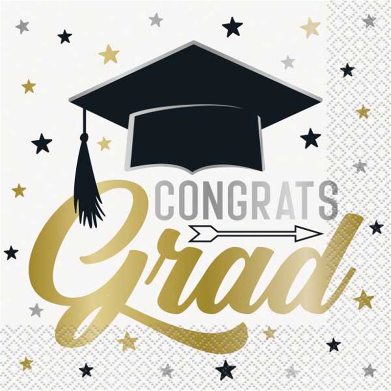 16PK STARS & CAPS GRADUATION LUNCHEON NAPKINS