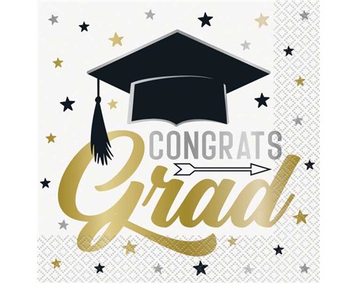 16PK STARS & CAPS GRADUATION LUNCHEON NAPKINS