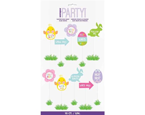 10PC EASTER EGG HUNT CLUE SIGNS