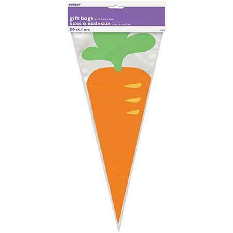 20PK CARROT CONE CELLO BAGS