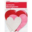 6PK ASST HEARTS MINI GLITTER CUTOUTS