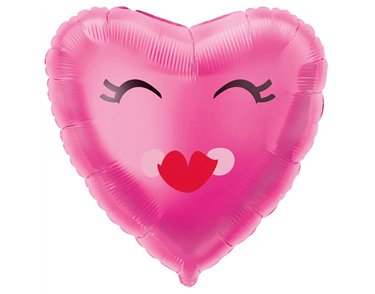 18in SMILING PINK HEART FOIL BALLOON