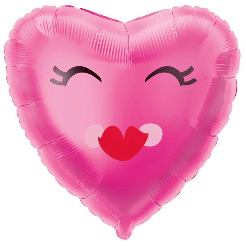 18in SMILING PINK HEART FOIL BALLOON