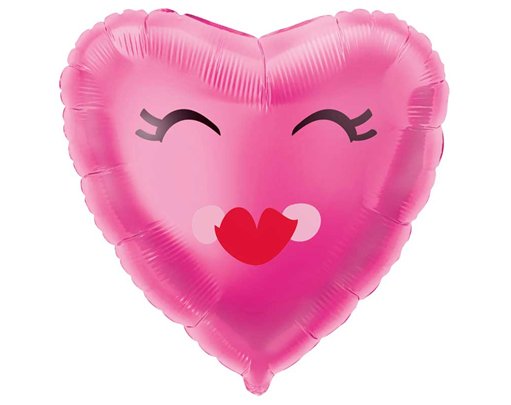 18in SMILING PINK HEART FOIL BALLOON