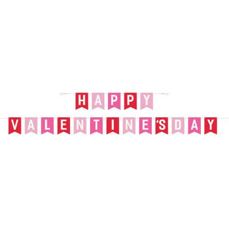 2PC 10ft RED/PINK HAPPY VALENTINE'S DAY PENNANT BANNER