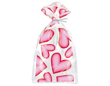 20PK RETRO VALENTINES HEARTS CELLO BAGS