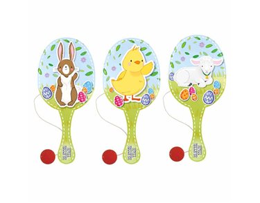 22cm 3ASST EASTER PADDLE BAT AND BALL