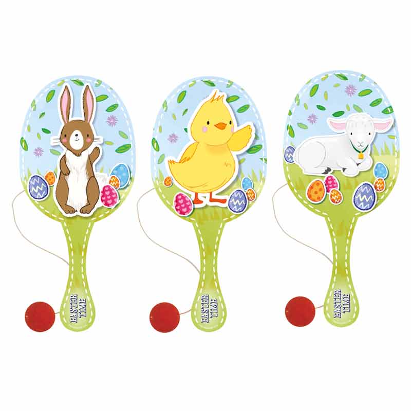 22cm 3ASST EASTER PADDLE BAT AND BALL