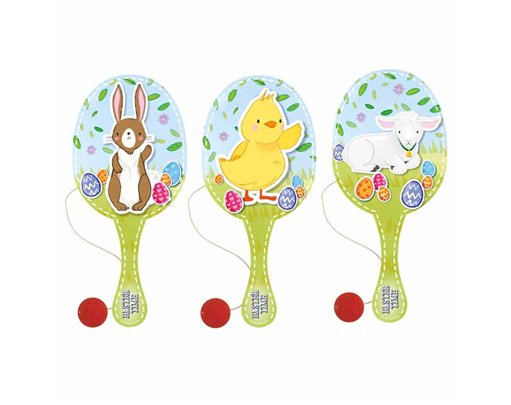22cm 3ASST EASTER PADDLE BAT AND BALL