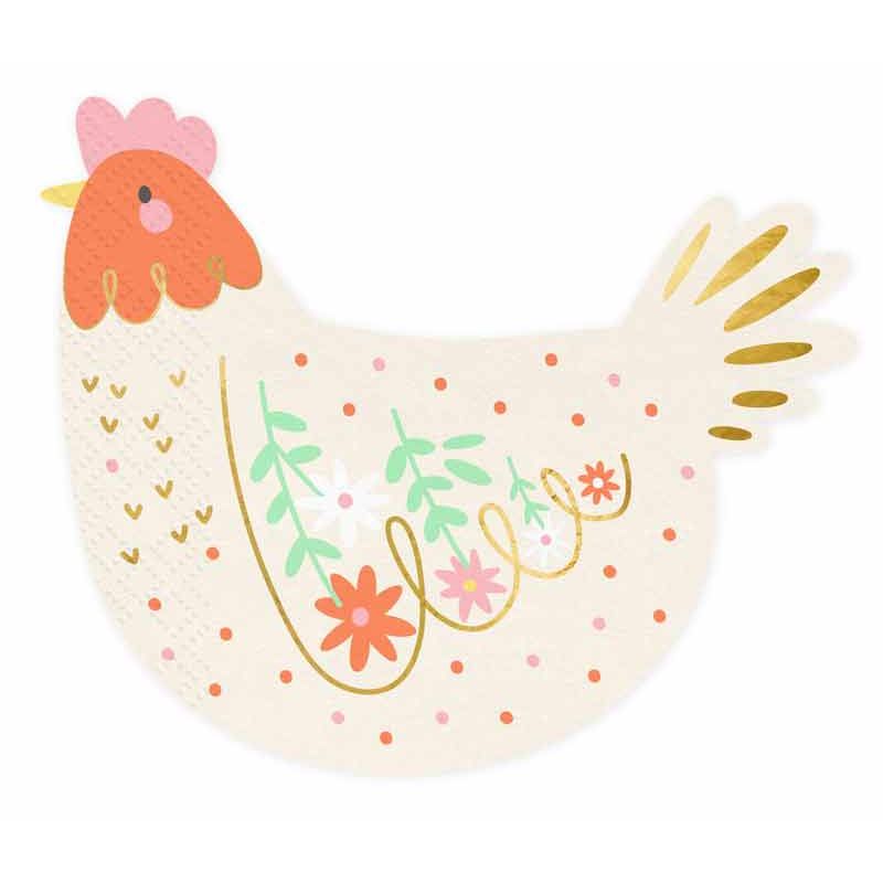 20PK HEN SHAPED NAPKINS