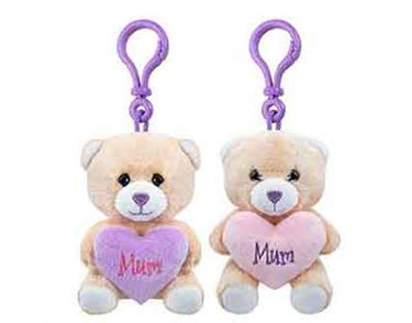 4in 2ASST MUM BEAR CLIP ON WITH HEART