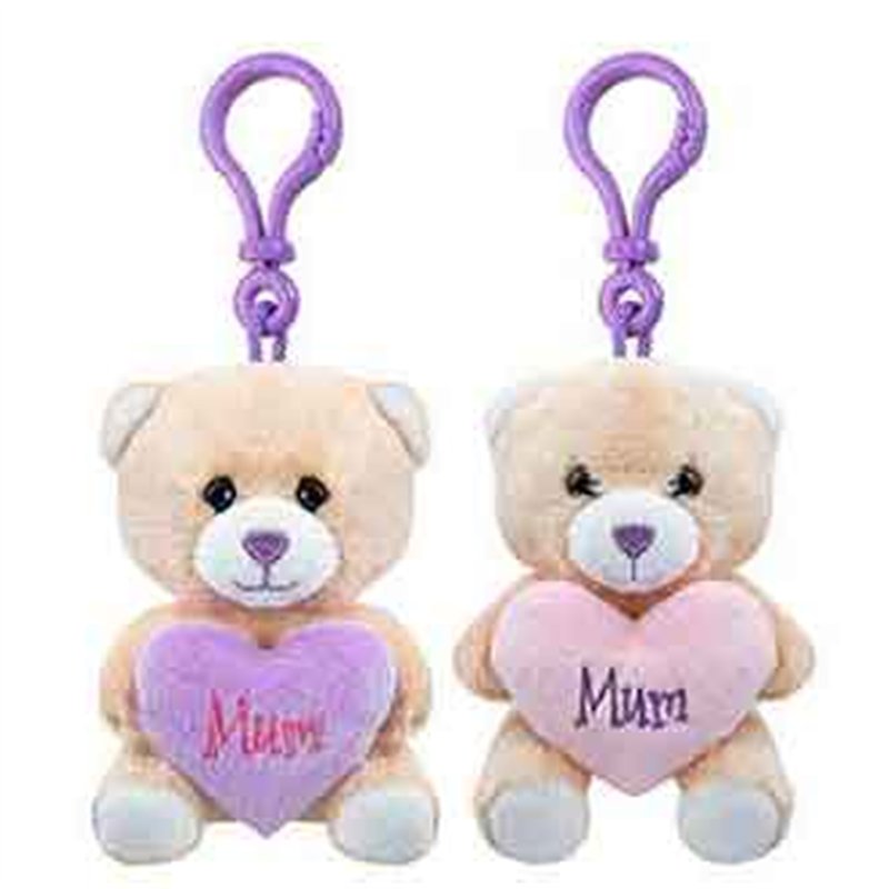 4in 2ASST MUM BEAR CLIP ON WITH HEART