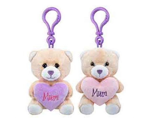 4in 2ASST MUM BEAR CLIP ON WITH HEART