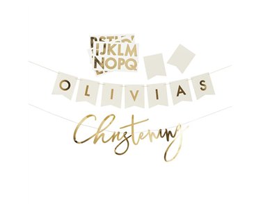 4m GOLD CHRISTENING PERSONALISED BANNER
