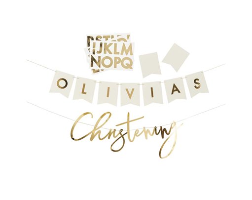 4m GOLD CHRISTENING PERSONALISED BANNER
