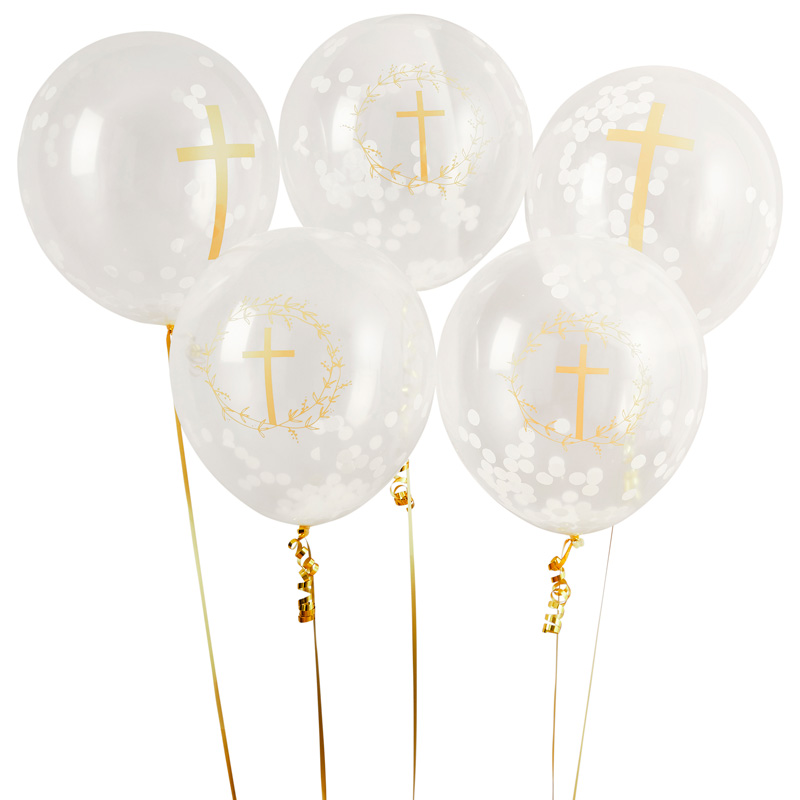 5PK CROSS CONFETTI BALLOONS