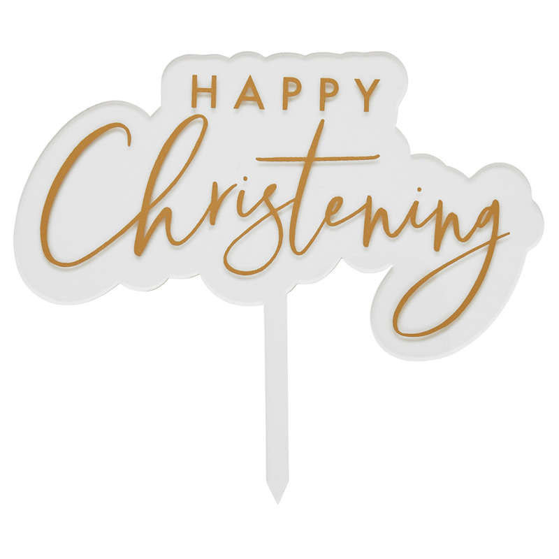 HAPPY CHRISTENING ACRYLIC CAKE TOPPER