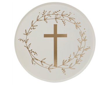 8PK GOLD CROSS PAPER PLATES