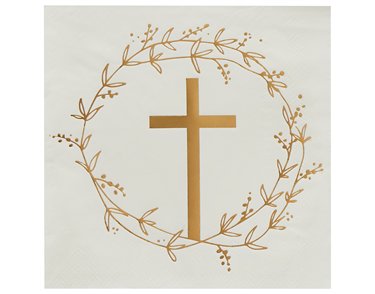 16PK GOLD CROSS PAPER NAPKINS