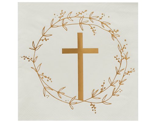16PK GOLD CROSS PAPER NAPKINS