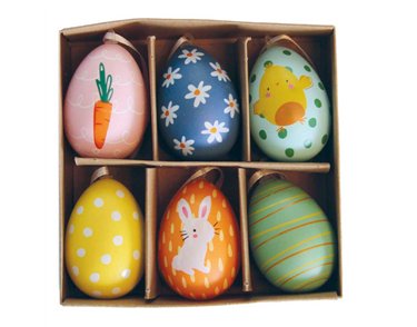 6PK EASTER TREE EGG DECORATIONS