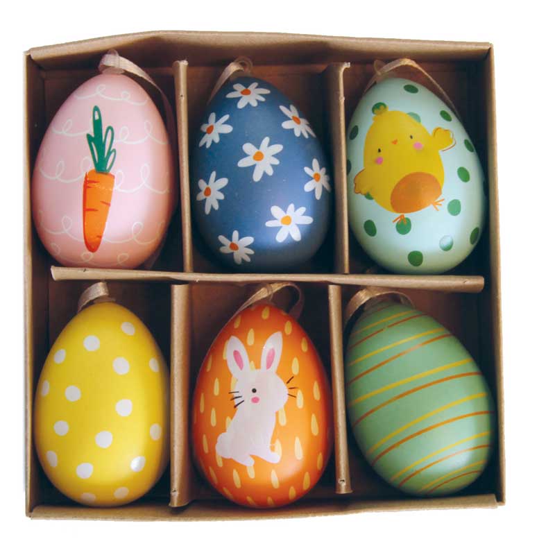 6PK EASTER TREE EGG DECORATIONS