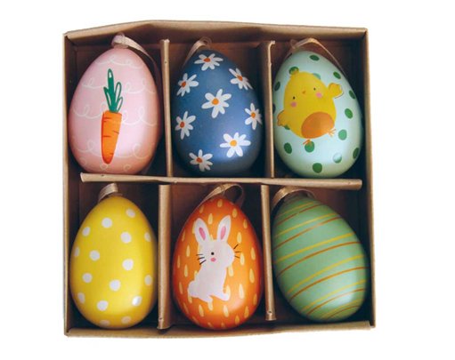 6PK EASTER TREE EGG DECORATIONS
