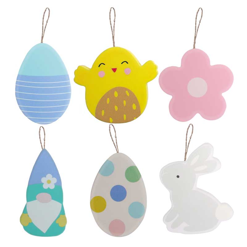 6PK EASTER HANGING DECORATIONS