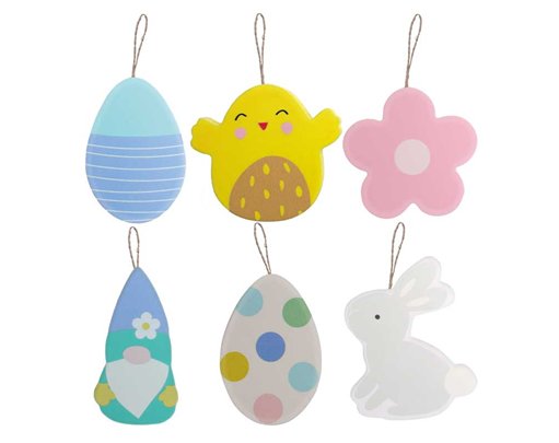 6PK EASTER HANGING DECORATIONS
