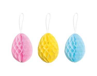 3PK EASTER PAPER EGG DECORATIONS
