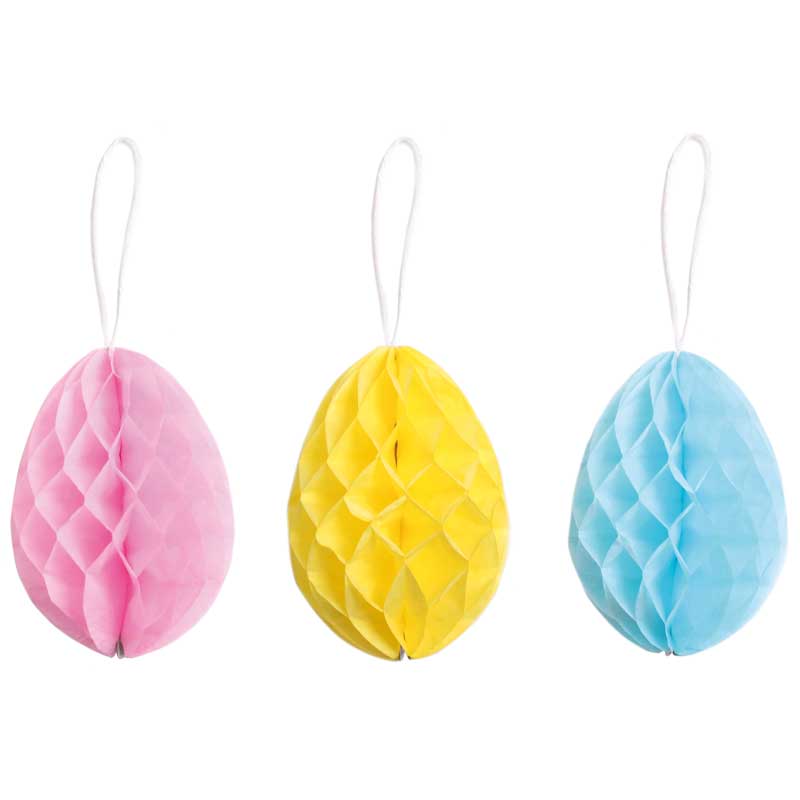 3PK EASTER PAPER EGG DECORATIONS