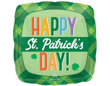 18in HAPPY ST PATRICKS DAY PLAID FOIL BALLOON