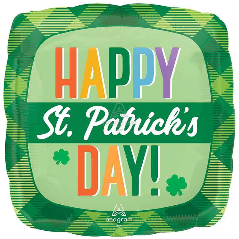 18in HAPPY ST PATRICKS DAY PLAID FOIL BALLOON