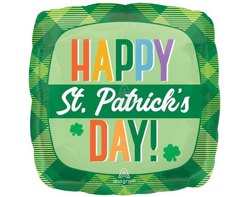 18in HAPPY ST PATRICKS DAY PLAID FOIL BALLOON