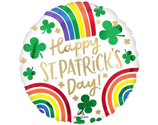 18in ST PATRICKS DAY RAINBOWS FOIL BALLOON
