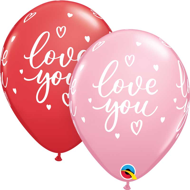 25PK 11in LOVE YOU CASUAL SCRIPT QUALATEX