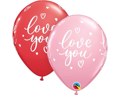 25PK 11in LOVE YOU CASUAL SCRIPT QUALATEX